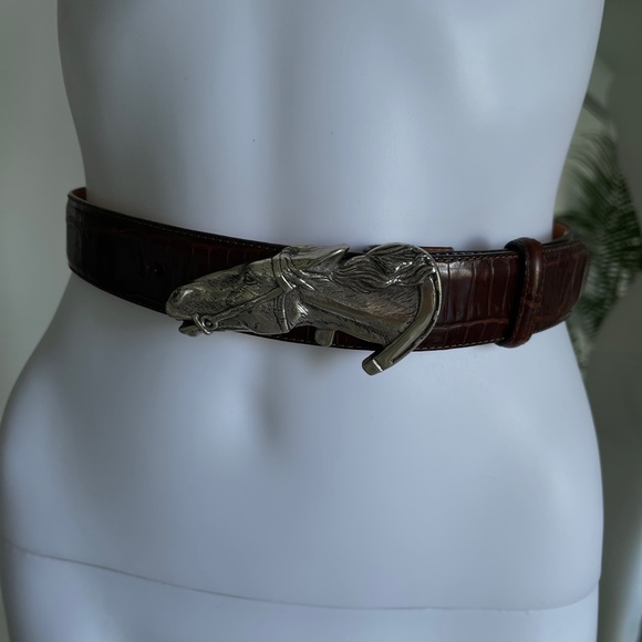 Brighton croc leather belt with silver horse buckle new - Picture 4 of 5
